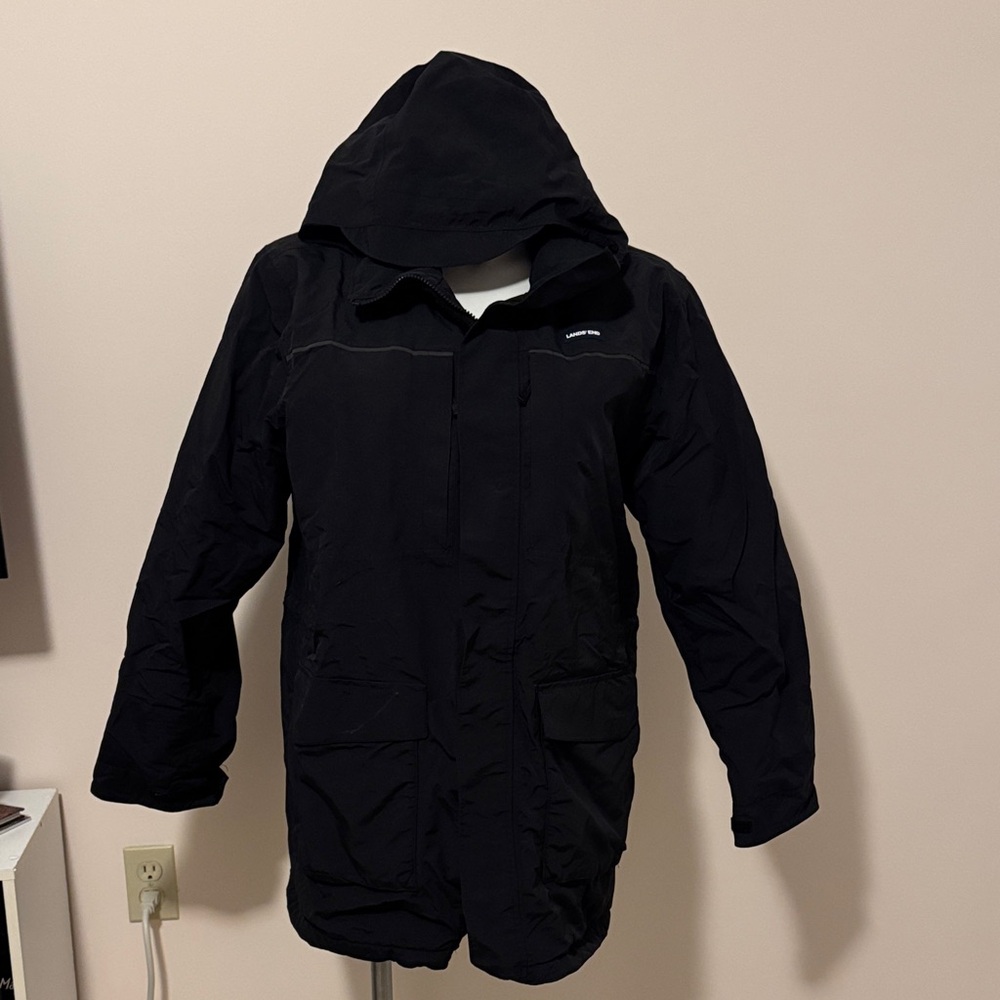 Lands' End Men's Black Hooded Winter Jacket